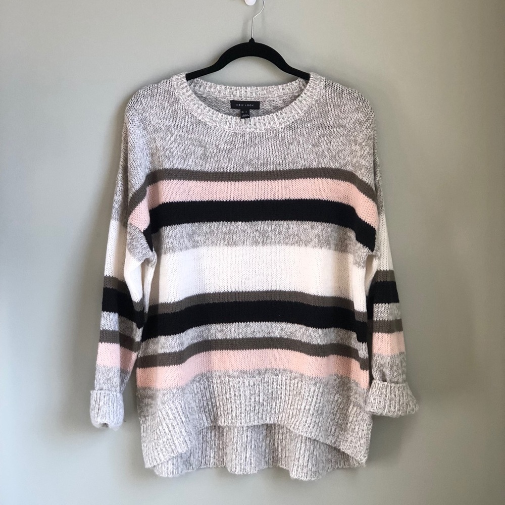 NEW LOOK GRAY STRIPPED SWEATER
